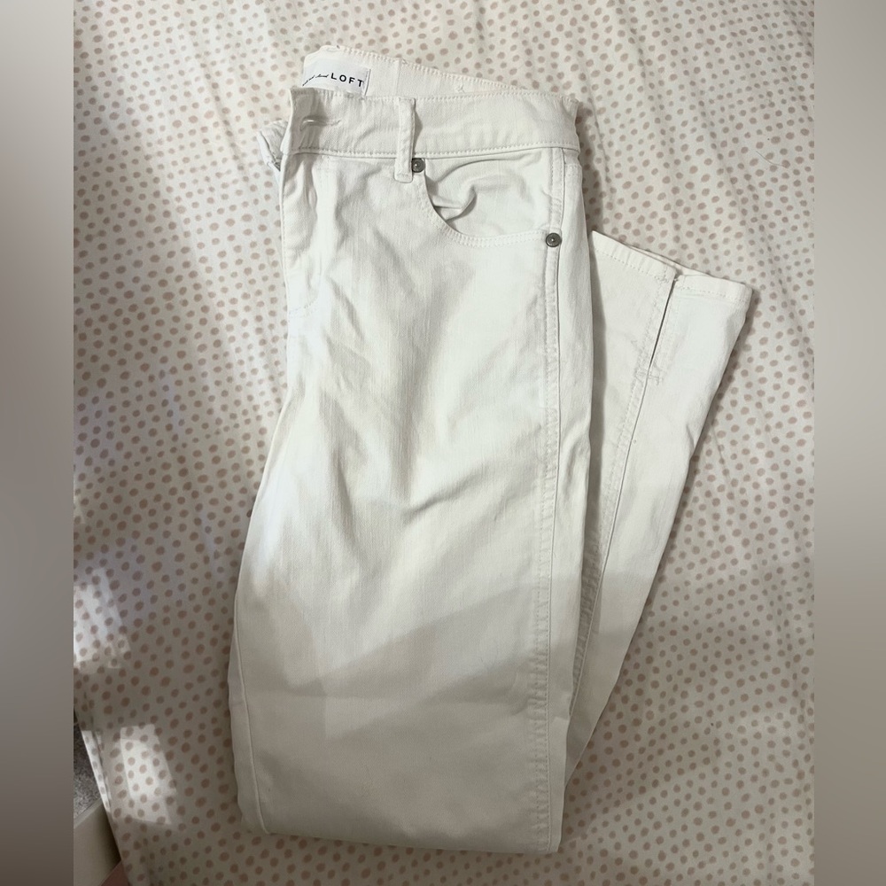 LOFT Women's White Stretchy Skinny Jeans
